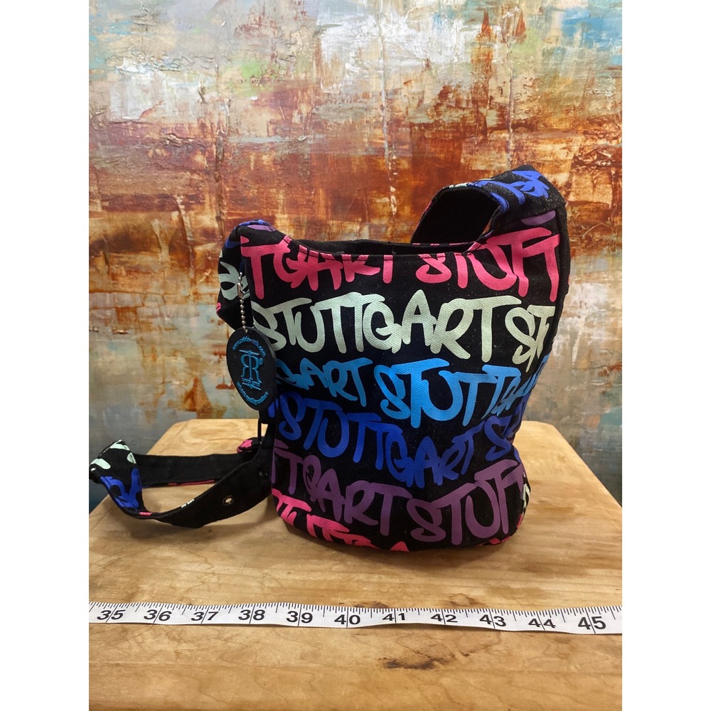 Robin Ruth Stuttgart Graffiti Canvas Crossbody Bag Black Multicolor Souvenir